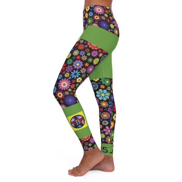 Leggings sportivi casual fiori verde chiaro stampa JBR975 - immagine 3