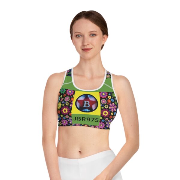 Reggiseno top sportivo fiori verde chiaro stampa JBR975 - immagine 7