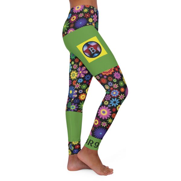 Leggings sportivi casual fiori verde chiaro stampa JBR975 - immagine 4