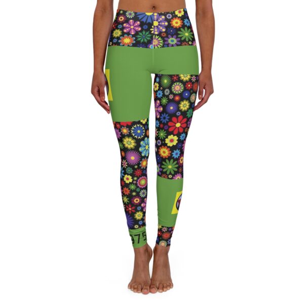 Leggings sportivi casual fiori verde chiaro stampa JBR975