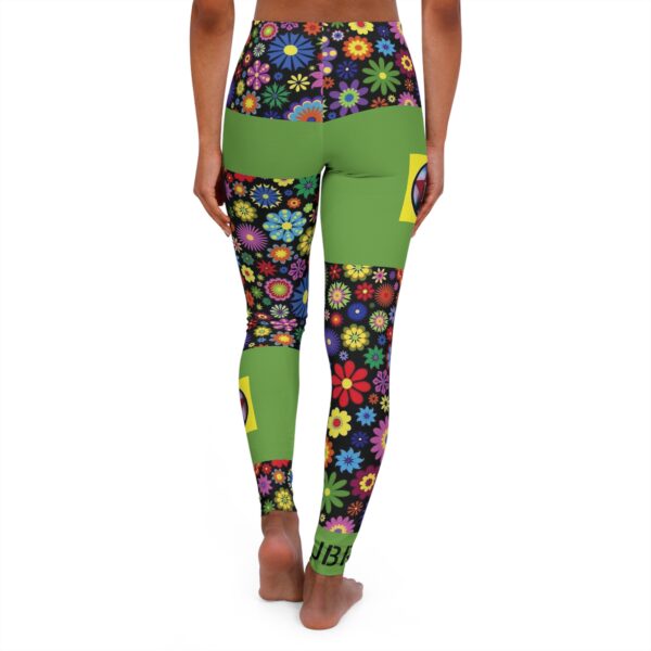 Leggings sportivi casual fiori verde chiaro stampa JBR975 - immagine 2