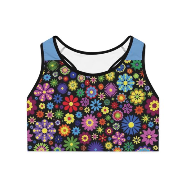 Reggiseno top sportivo azzurro chiaro stampa fiori - immagine 2