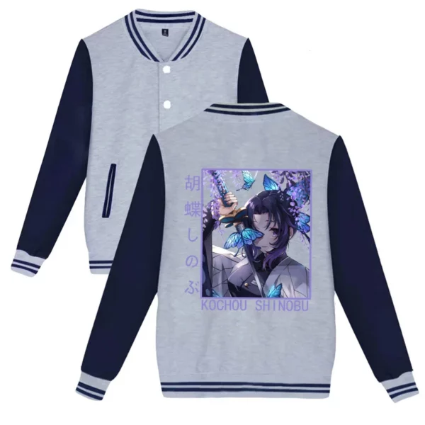 Kochou Shinobu giacca felpa da baseball unisex - immagine 4